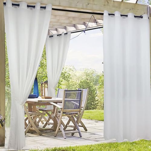 Homxi Cortinas Semitranslucidas 2 Paneles,2 x 132W x 274H CM,Cortina Cocina Color Sólido Blanco Cortinas Cocina con Ojales