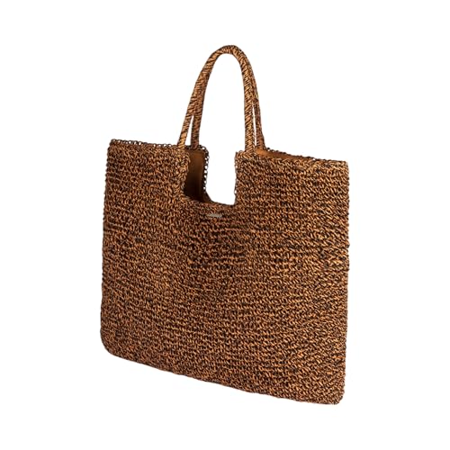 Image of Roxy Women's Beach Tote Bag | Travel | Vacation | Straw | Lightweight | Breathable, Coconut Pie - Anthracite