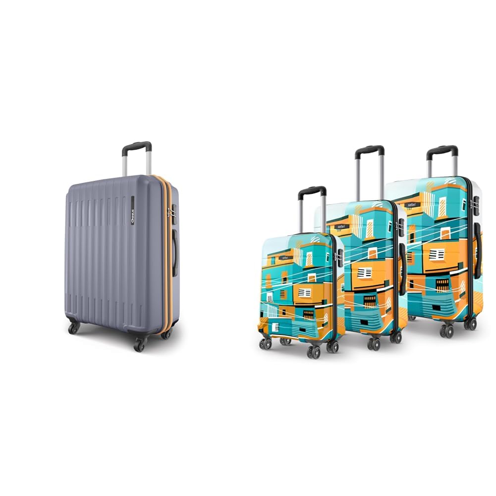 safari Genius Alley 75cm Large Check-in Trolley Bag Hard Case Polypropylene, 4 Spinner Wheels, + Oasis 55, 65 & 77 Cms Polycarbonate Trolley Bag, Printed Cabin 8 Wheels Spinner Travelling-picture-45