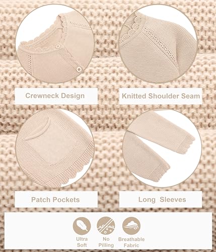 Lilax Baby Girls' and Toddler Long Sleeve Knit Cardigan with Pocket2