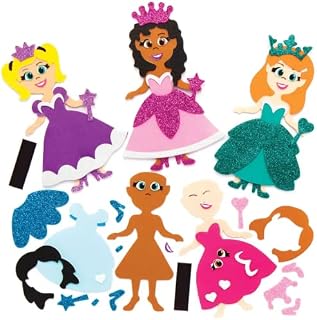 Baker Ross AX123 Princess Mix & Match Magnet Kits, Ideal for Kids Arts and Crafts (8 Pack),Blue,Green,Purple