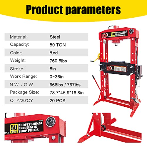 Hpdmc HPDMC-QBYJTY50030 50 Ton H-Frame Hydraulic Shop Press thumb #1