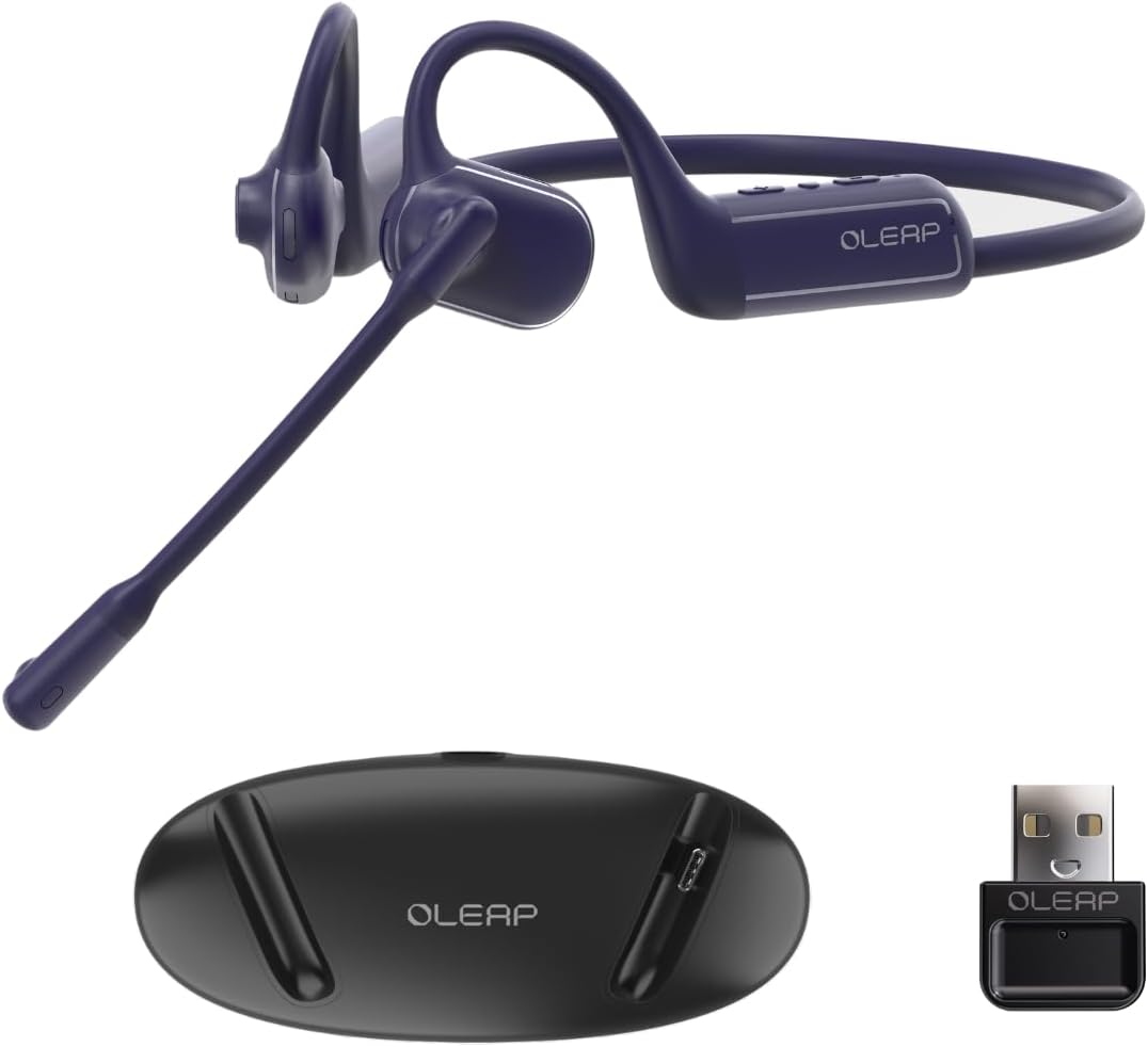 Pilot P200b Pro Open Ear Noise Cancelling Headset Wireless Bluetooth with Charging Stand, 50dB ENC Call Noise Elimination
