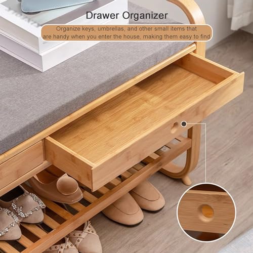 Banc d'entrée avec rangement pour chaussures en bois 105cm
