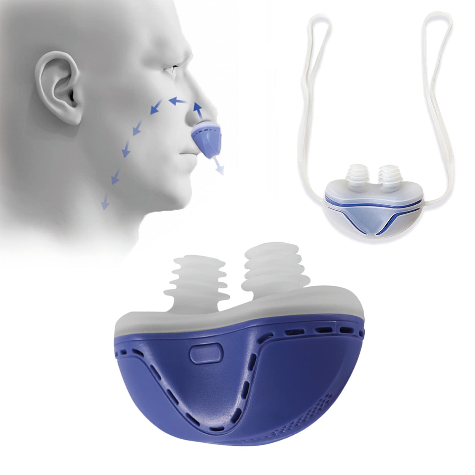 DFANCE Silicone Anti-snoring Device,Mini CPAP Anti Snoring Electronic Device,Sleep Apnea Stop Snore Aid Stopper USB Household Unisex Portable for Sleep,Snoring Solution,Blue