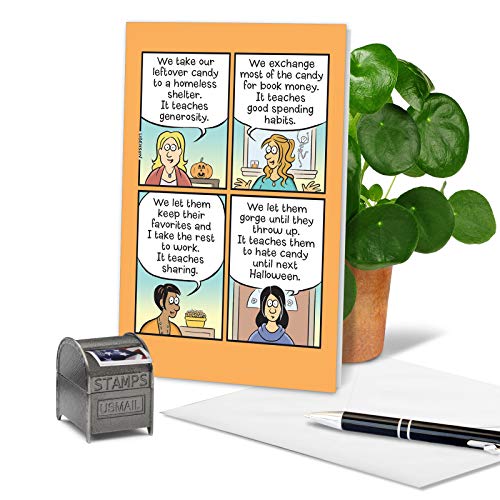 Nobleworks - Happy Halloween Card Funny - Fun Cartoon Humor, Spooky Greeting Notecard With Envelope - Leftover Candy C6248Hwg #TOP2