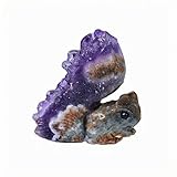 Welcome to my store！ Uruguay Amethyst Cluster Squirrel Figurine – Hand-Carved Chrysoprase Crystal Sculpture for Home Office Décor, Amethyst Ornament