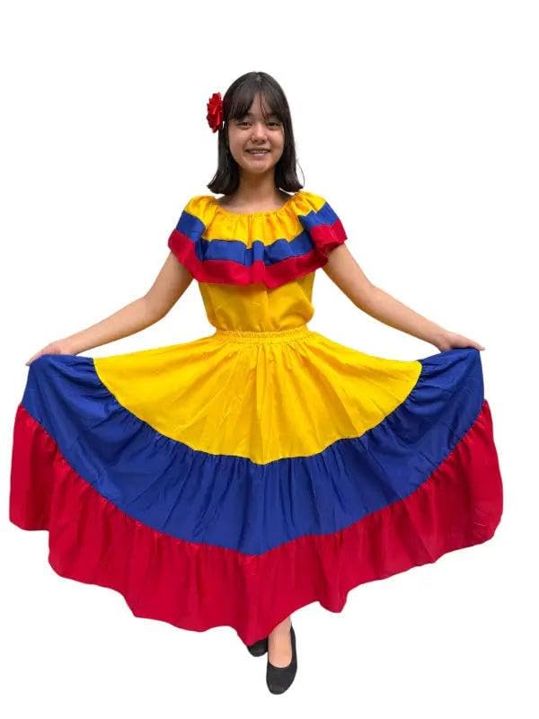 Colombian Traditional Tri-Color Dress for Women