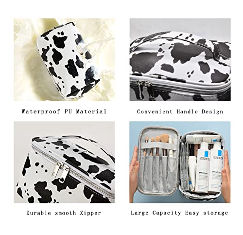 Ranvi Makeup Bag Waterproof Cosmetic Bag Cow Animal Makeup Bag Gifts for Girl Women Bag zipper Portable Makeup Case Cute Toiletry Bags Travel Cosmetic Bag - Image 4