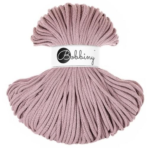 Bobbiny Premium 5mm Braided Macrame Cord (Mauve) 108yds/330ft (100% Recycled Cotton)