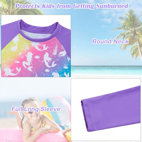 Image of TUONROAD Girls 2 Pieces Rash Guard Swimsuit Long Sleeve Tankini for 4-10 Years