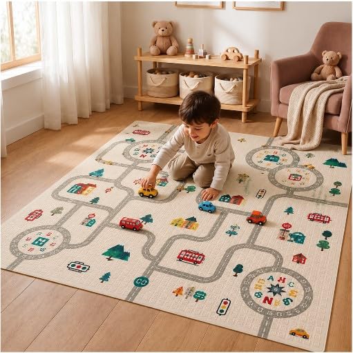 Image of Safe-O-Kid Extra Large Baby Play Mat | Waterproof Foldable Foam Crawling Mat | Double-Sided BPA Free Non-Slip Floor Mat | Reversible Alphabet & Jungle Learning Play Mat (195x137x1.7 CM) - Multicolor