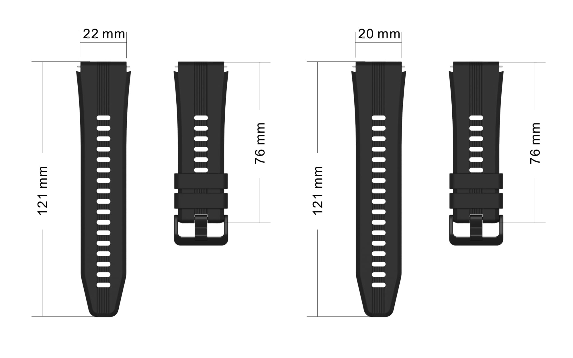 Miękkie silikonowe paski do szybkiego odpinania, wypukłe paski, 20 mm, 22 mm, miękkie gumowe paski do zegarków kompatybilne z Honor Watch GS3, dla kobiet, mężczyzn, 22mm