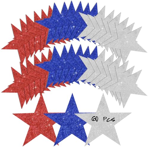 Image of Vuzvuv 6 Inch Star Cutouts Red White Blue Paper for Bulletin Board Decor