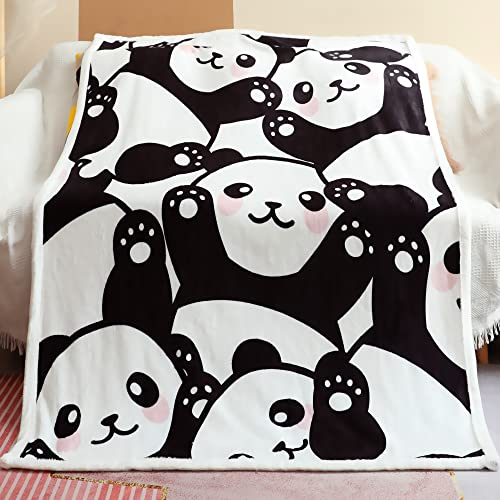 Jurllyshe Panda Throw Blanket Panda Plush Sherpa Fleece Blanket Panda Gifts For Girls Soft Warm Fuzzy Pandas Stuffed Animal Blankets For Kids Or Adults All Seasons (Cute Panda, 50 X 60 Inch) #TOP1