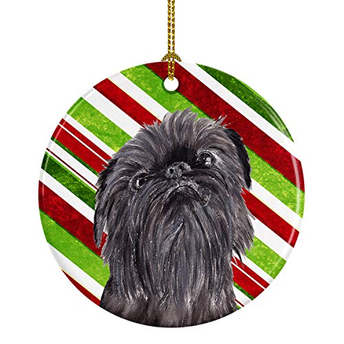 Caroline's Treasures Brussels Griffon Candy Cane Christmas Ceramic Ornament Christmas Tree Hanging Decorations for Home Christmas Holiday, Party, Gift, 3 in, Multicolor