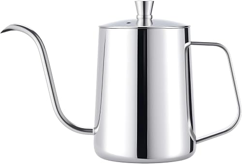 PARACITY Pour Over Kettle with Lid, Gooseneck Spout Coffee Tea Pot with Lid,20oz Hanging Ear Hand Blunt Long Narrow Drip Cup Gooseneck Kettle, Camping Coffee Pot for Travel Outdoor(Stainless Steel)