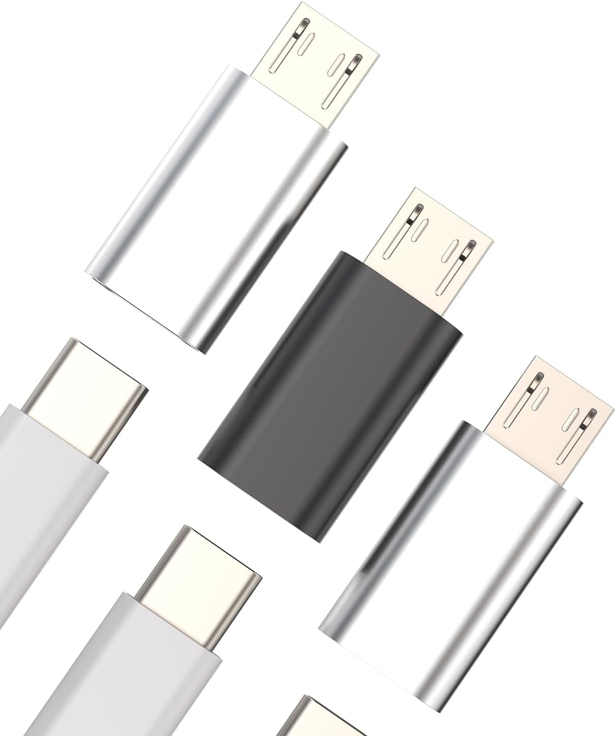 Micro USB Male to USB C Female Adapter(3pack) Type C Charger Cable Converter for iPad Thunderbolt Cord Charging Compatible for Samsung Galaxy S6 S7 A8 Edge Nexus Note 5 6 Android Data Sync Connector