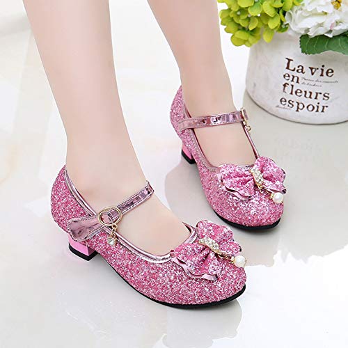 OMEARK Girl Sparkly Princess Shoes Kids Round Toe Diamond Dance Shoes Glitter Low Heeled Wedding Birthday Dress Up Sandals Stylish Summer Breathable Comfort Party Shoes3