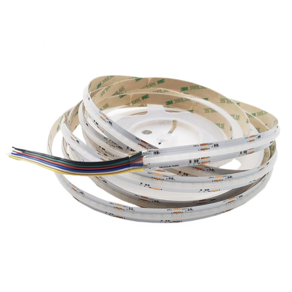 FCOB RGBCCT Tira de LED flexible de alta densidad FCOB COB FOB + RGBCCT LED Strip 5M 840LED/M 4200LEDs DC24V 18W/M IP30 No Impermeable Multicolor para TV Habitación Fiesta DIY Decoración del