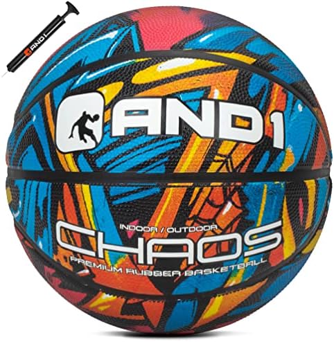 AND1 Chaos Basketball: Official Regulation Size 7 (29.5 inches) Rubber - Deep Channel Construction Streetball, Made for Indoor Outdoor Basketball Games
