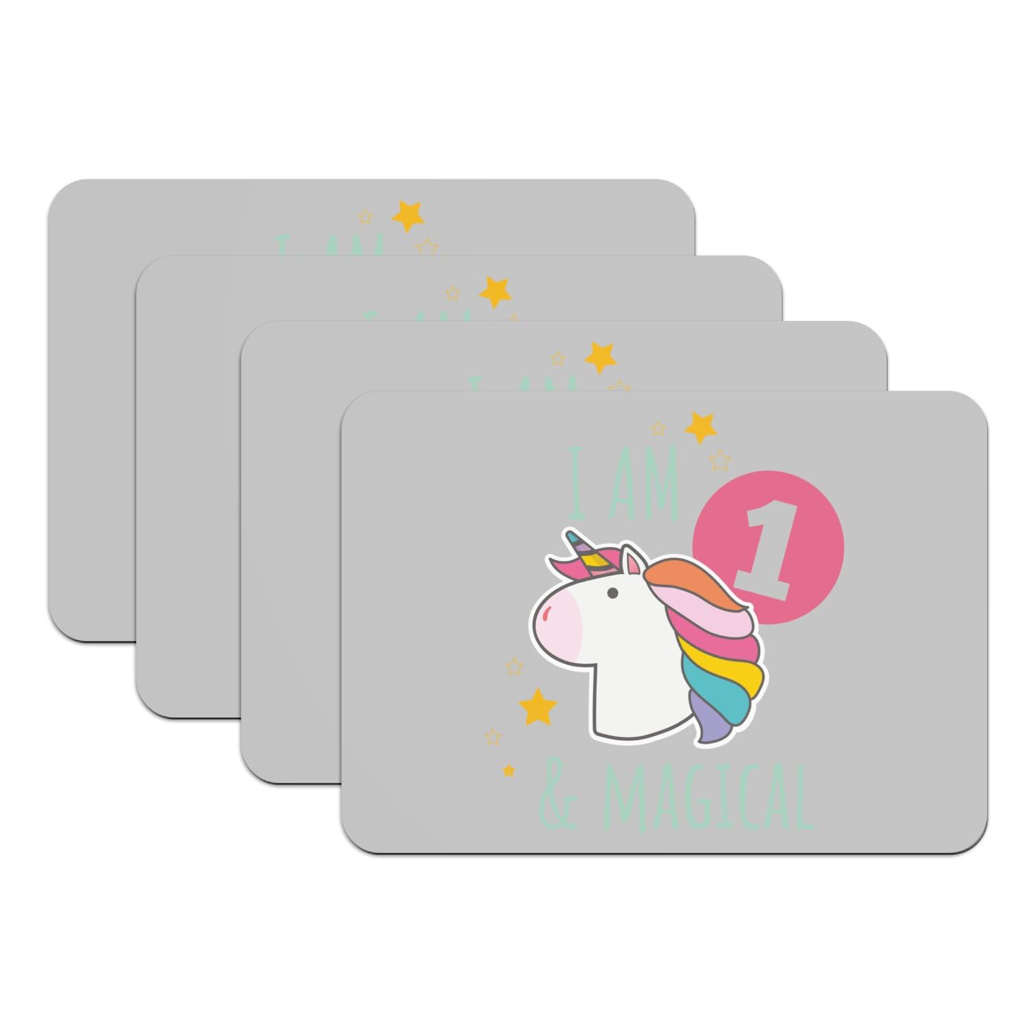 Set de table licorne lot de 4 dessous caoutchouc cadeau anniversaire enfant anglais