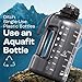 AQUAFIT 1 Gallon Water Bottle with Time Marker - Straw & Chug Lid - BPA Free Gym Water Bottle with Straw - Big Gallon Jug (Blue, 128 oz - 2in1 Lid)