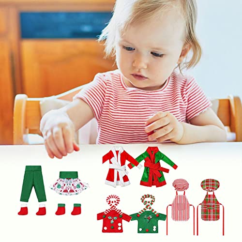Acessórios de duende de Natal | Conjunto de Roupas com Saco de Dormir Xadrez de Natal | Conjunto de