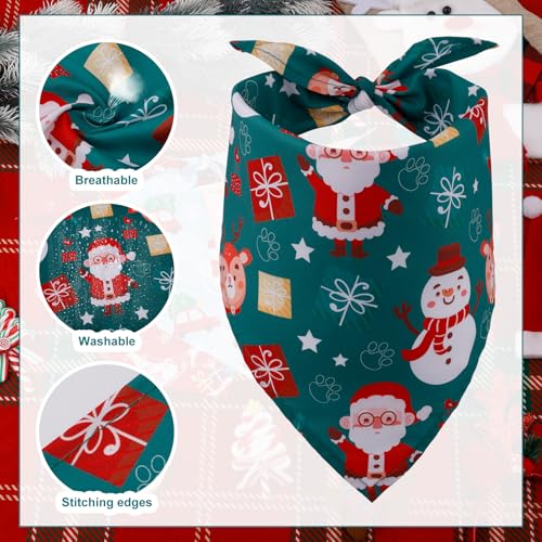 4 Stück Weihnachtshalstücher für Hunde, Süß Weihnachtsmann Schneeflocken-Aufdruck Dreieckstuch für Hunde Atmungsaktiv Weihnachtskostüm, für Kleine Mittelgroße und Große Hunde Katzen (Stil 2)