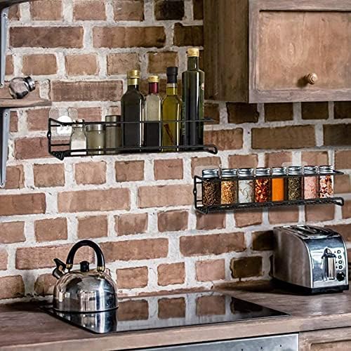 HOMGEN Spice Rack Organizer, Popular 4Pcs Metal Spice Shelves No No Drilling 4-Tier Hanging Stainless Steel Wall Mounted Spice Rack Organizer with Adhesive Sticker & Screws Perfect for Kitchen