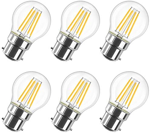 LVWIT B22 Golfball LED Bayonet Filament Bulb, 5.5W Mini B22 Led Golf Bulbs 60W Equivalent,806LM,2700K Warm White Small Globe Bayonet,220-240V,45*77MM,Non-dimmable(6 PCS)