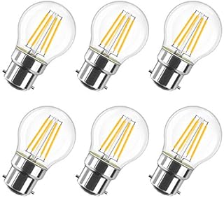 LVWIT B22 Golfball LED Bayonet Filament Bulb, 5.5W Mini B22 Led Golf Bulbs 60W Equivalent,806LM,2700K Warm White Small Globe Bayonet,220-240V,45*77MM,Non-dimmable(6 PCS)