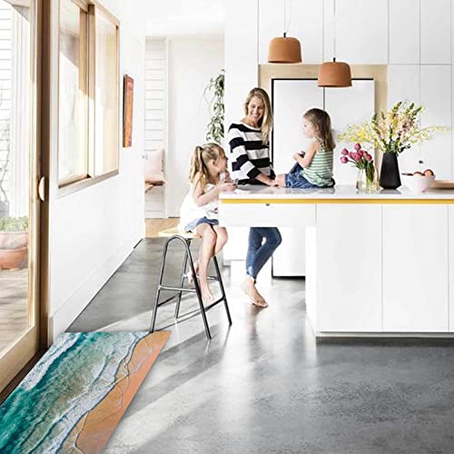 Blue Ocean Beach Star Wall Stickers, Beach Wave Scene Wall Decals, Floor Stickers,Peel And Stick Wallpaper, Wall Murals For Bathroom Living Room Bedroom Theme Home Wall Decoration (Blue Ocean) #TOP3