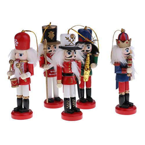 YIJU 9PCS Artesanato em Madeira Quebra-nozes Soldado Fantoche Decoração de árvore de Natal