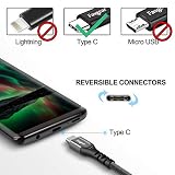 Fasgear kabel USB C, 3 sztuki 15 m nylon pleciony USB typu C szybki kabel synchronizacyjny kompatybilny z Moto G6 G7 Galaxy S10 S8 S8 Note 9 One-plus 7 7pro Sony Xperia XZ Hua-wei P30 P20 (szary)