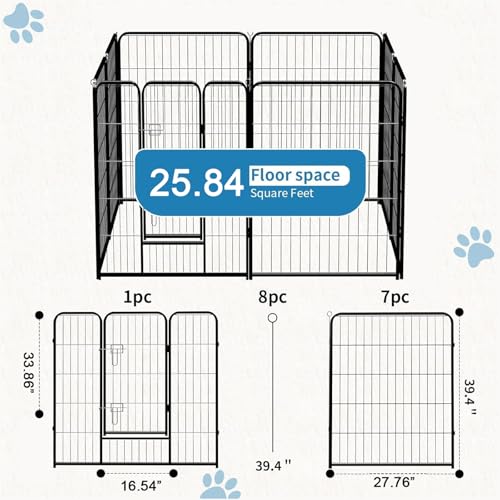 Image of NEWBULIG Dog Playpen Indoor 8 Panels 40 Inch, Metal Outdoor Dog Fence Pen | Heavy Duty Metal Exercise Pen, Foldable Portable, RV Camping, Yard Garden, Small Medium Large Dogs Pet Pen