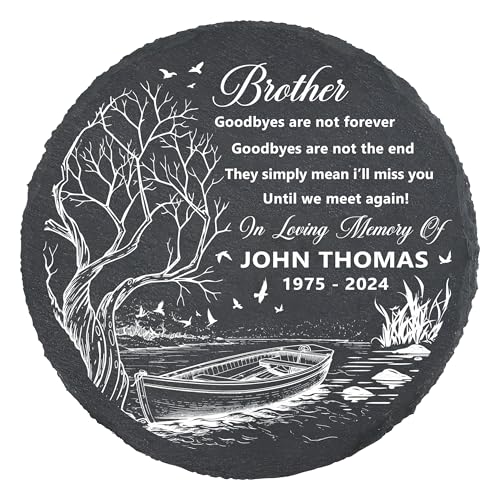 GHOMEK Brother Memorial Stone - Until We Meet Again, Brother Remembrance Gift for Grieving, Sympathy Gift for Loss of Brother, Memorial Stone (Color 1)