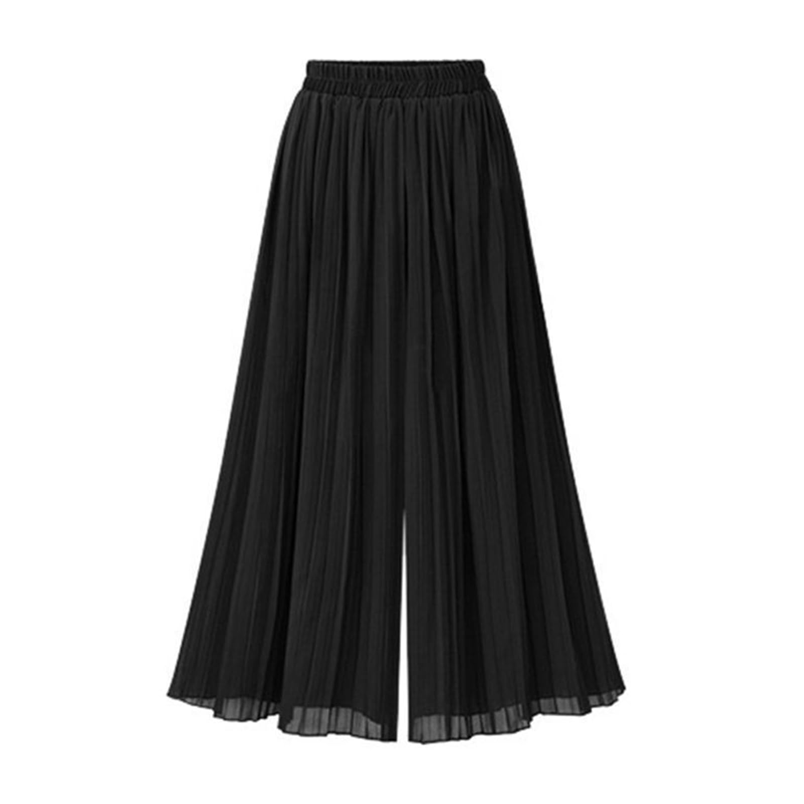 Solid Color Wide-leg Trousers Elastic Waist Casual Pants Women