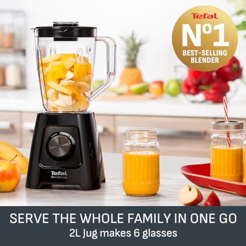 Tefal Blendforce II Blender, 2L Plastic Jug, 1.25L Effective Capacity, 600W, 4 Removable Stainless Steel Blades, Smoothie, Ice Crush, 2 Speeds + Pulse, Kitchen Shakes Maker, Black, BL420840 - Image 2