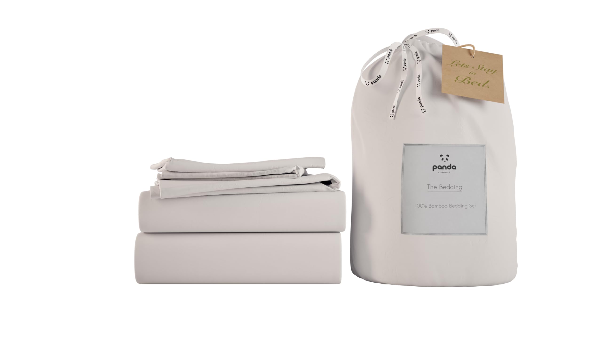 Panda London Bamboo Complete Bedding Set - Eco-Friendly, Hypoallergenic, Full Set for Comfort, UK Double, Pure White