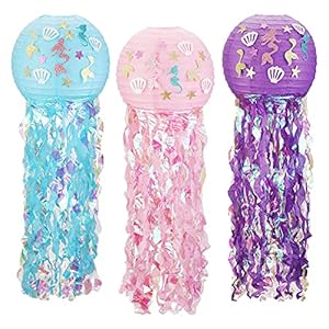 Phogary 3er Quallen Papierlaternen Meerjungfrau Deko