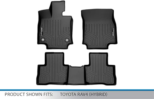 Miniatura 5 de SMARTLINER Juego de alfombrillas de 2 filas para todo tipo de clima, compatibles con Toyota RAV4 2019-2025