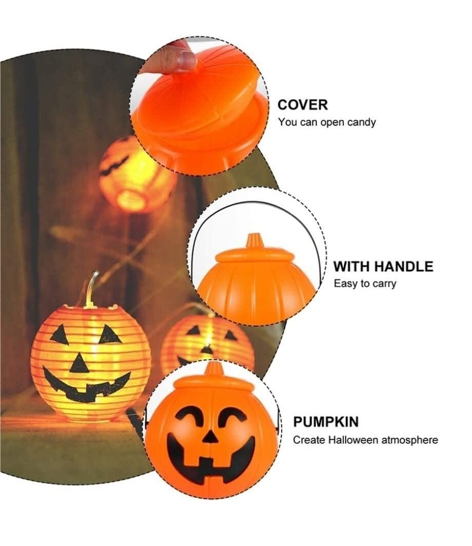 Latarnia na Halloween Wiadro Na Cukierki Z Dyni Przenośna Latarnia Wisząca Halloween Do Domu Dekoracja na Halloween