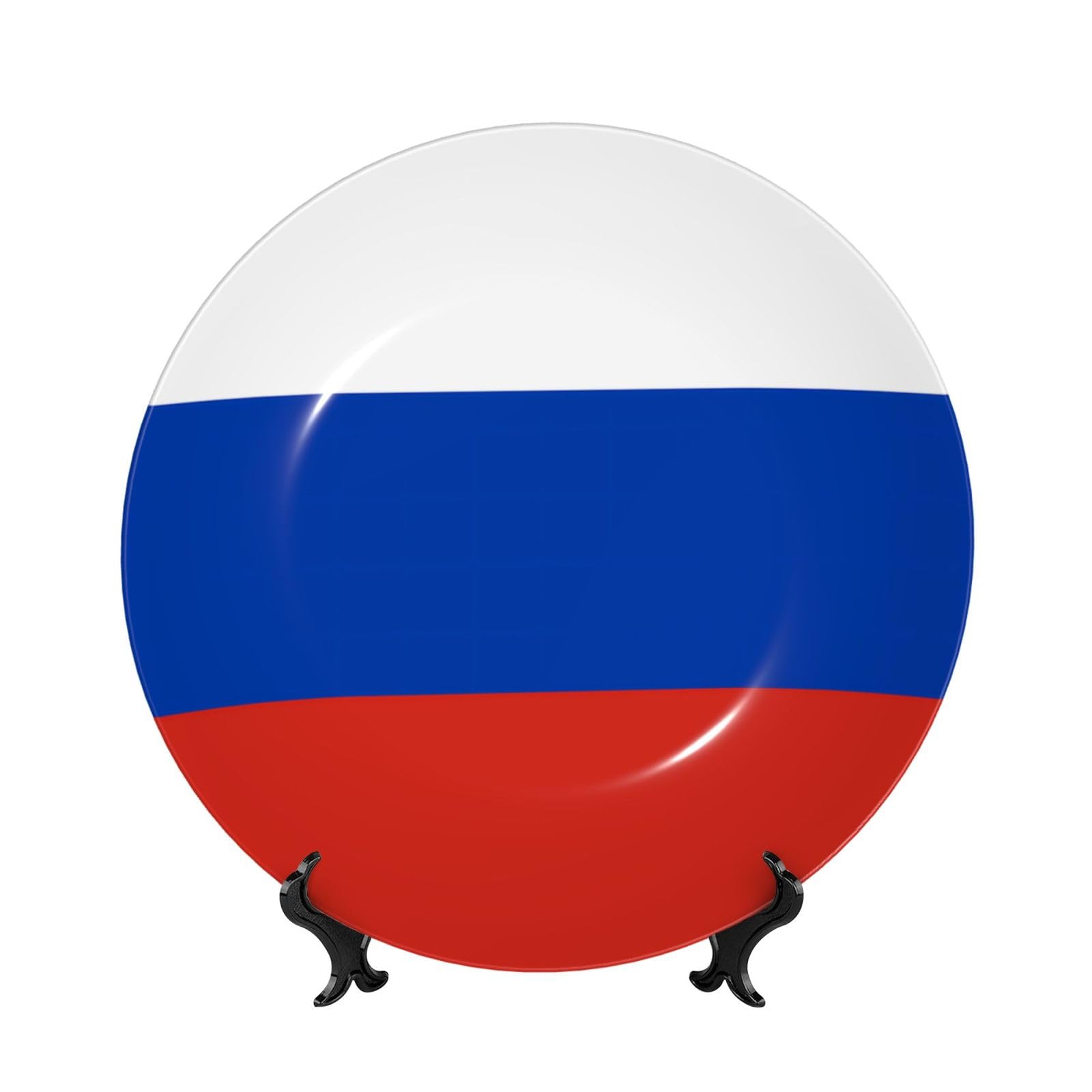 SXZVVBN Russian Flag Bone China Decorative Plate Art with Stand Removable Adhesive Hanging for Home Office 7in