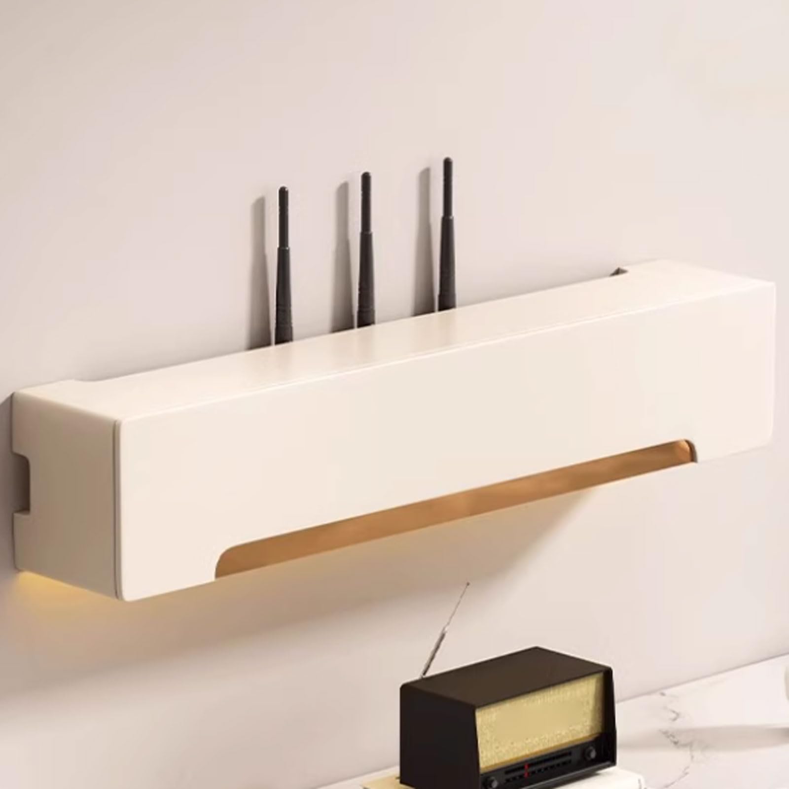 Wall Mounted WiFi Storage Box,Wall Hanging Router Storage Shelf TV Set Top Box,Router Verstecken,Router Regal,Router Aufbewahrungsbox,Wandmontierbarer Kabelorganizer,Router Verstecken