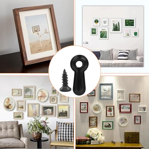Image of Jiozermi 100 Pcs Metal Picture Frames Turn Button Fasteners with 100 Pcs Screws, Photo Frame Hardware Photo Frame Clips for DIY Frame Drawing Picture Photos Posters (Black)