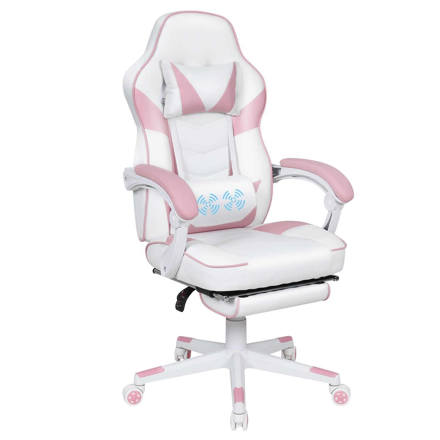 YU YUSING Chaise Gaming Massage Rose, Fauteuil de Bureau Repose-Pieds