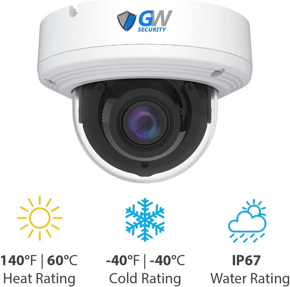 GW Security 4K 8MP Outdoor/Indoor 2.8-12mm Motorized Zoom Lens PoE IP Microphone Dome Security Camera (GW8571MMIC)