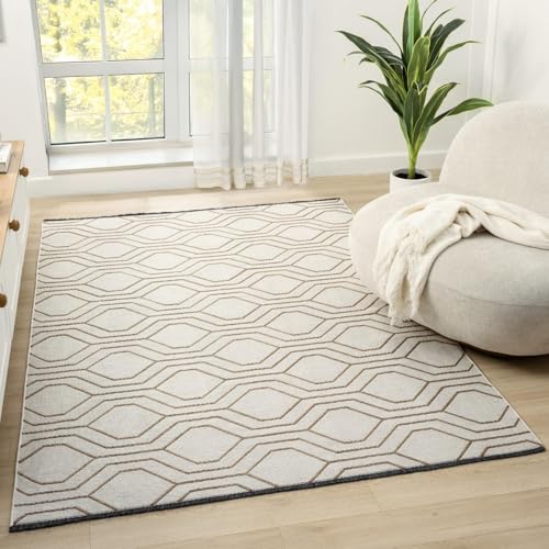 LUXE WEAVERS �����b�R�g�����X �z���C�g 5x7 �􂦂�G���A���O�A����~�ߊ􉽊w�J�[�y�b�g