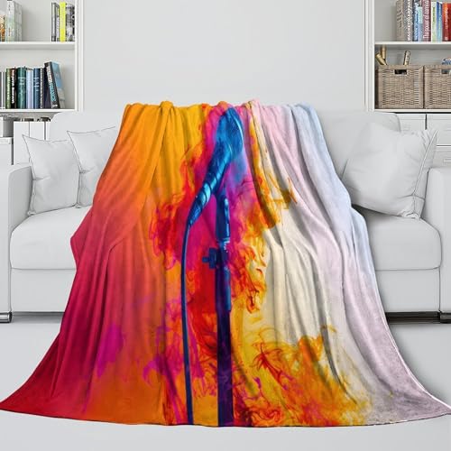 Couverture Polaire Microfibre 150x200cm Motif Microphone 3D